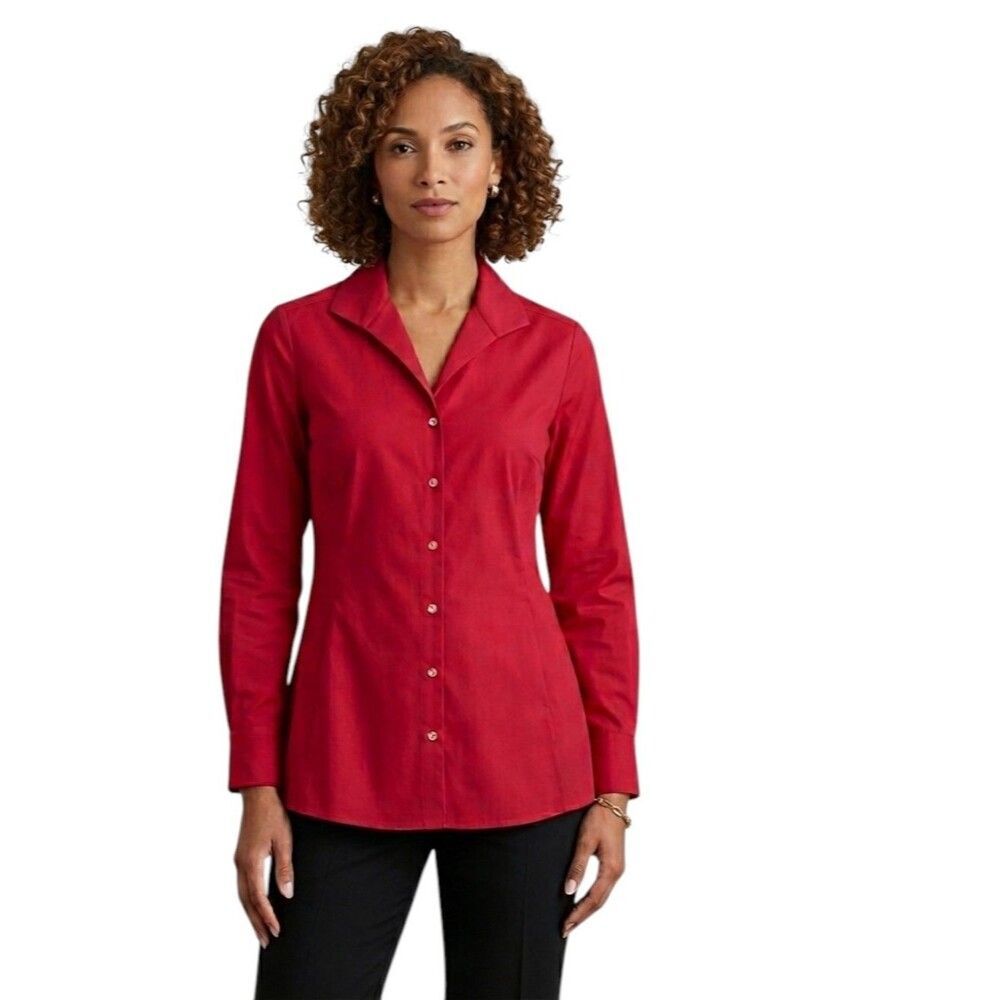Foxcroft Coral Red No-iron Button Down Shirt